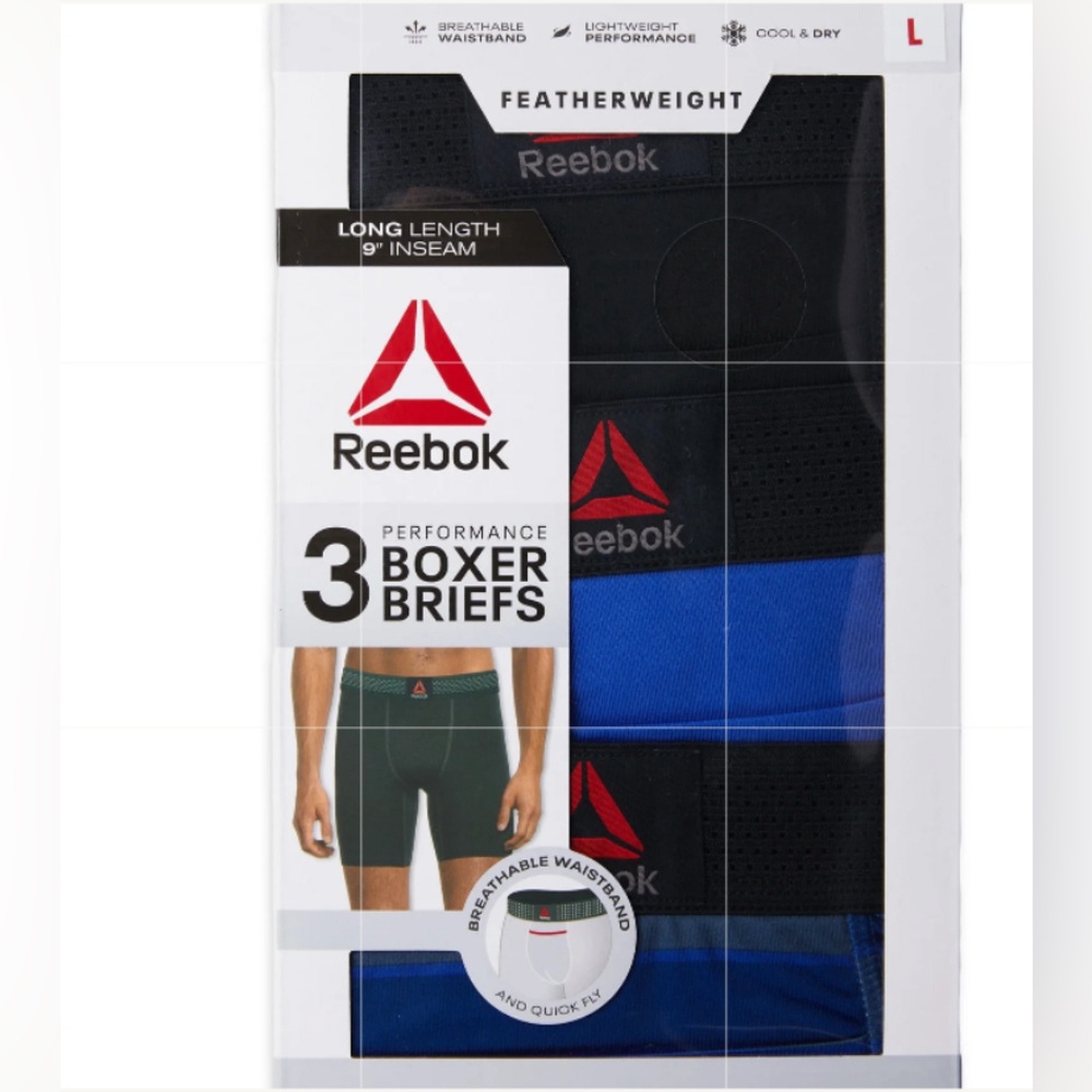 Reebok Men's Performance Boxer Briefs 3pk Featherweight Multicolor Size 2XL NWT